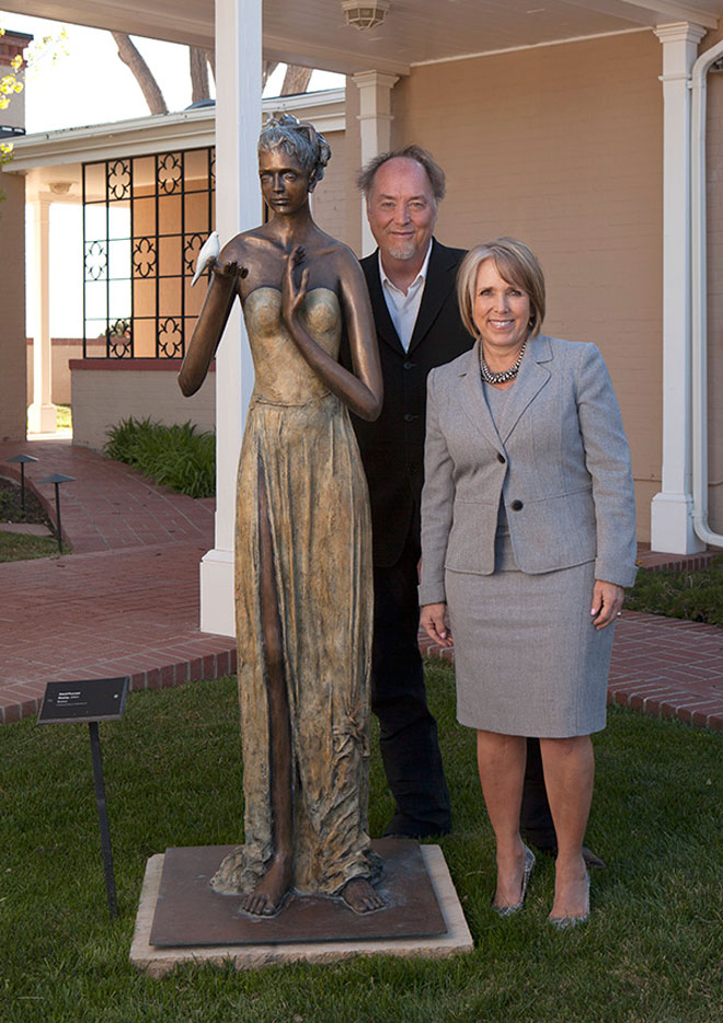 David and NM Governor Lujan Grisham with 'Destiny', Santa Fe, NM